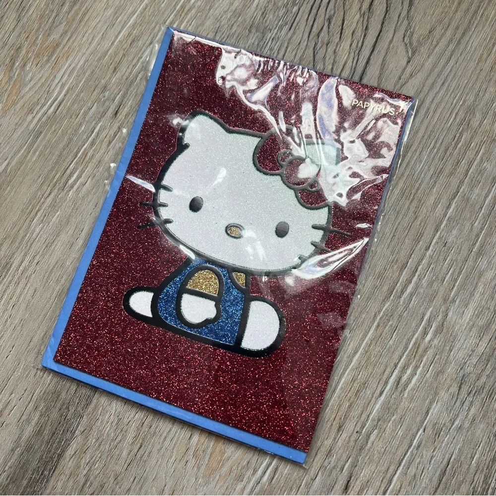 NWT Papryrus Hello Kitty glitter card